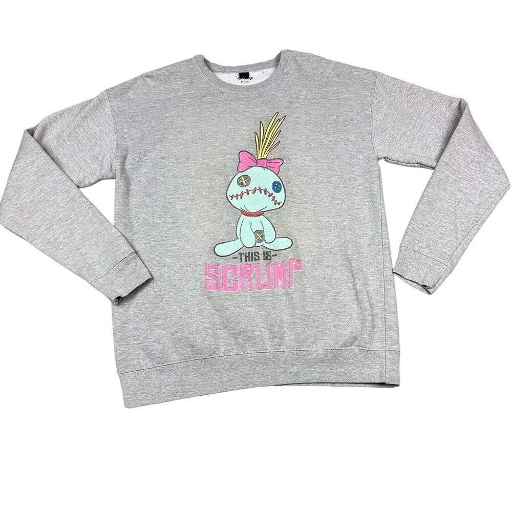Disney Scrump Sweatshirt Women Medium Gray Good Lilo &‎ Stitch Graphic Pullover
